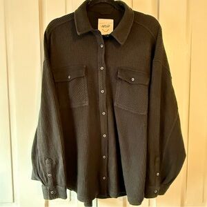 Aerie Black Waffle Lumber Jane Shirt Jacket